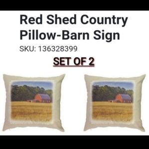 RED SHED COUNTRY PILLOW BARN SIGN SET OF 2